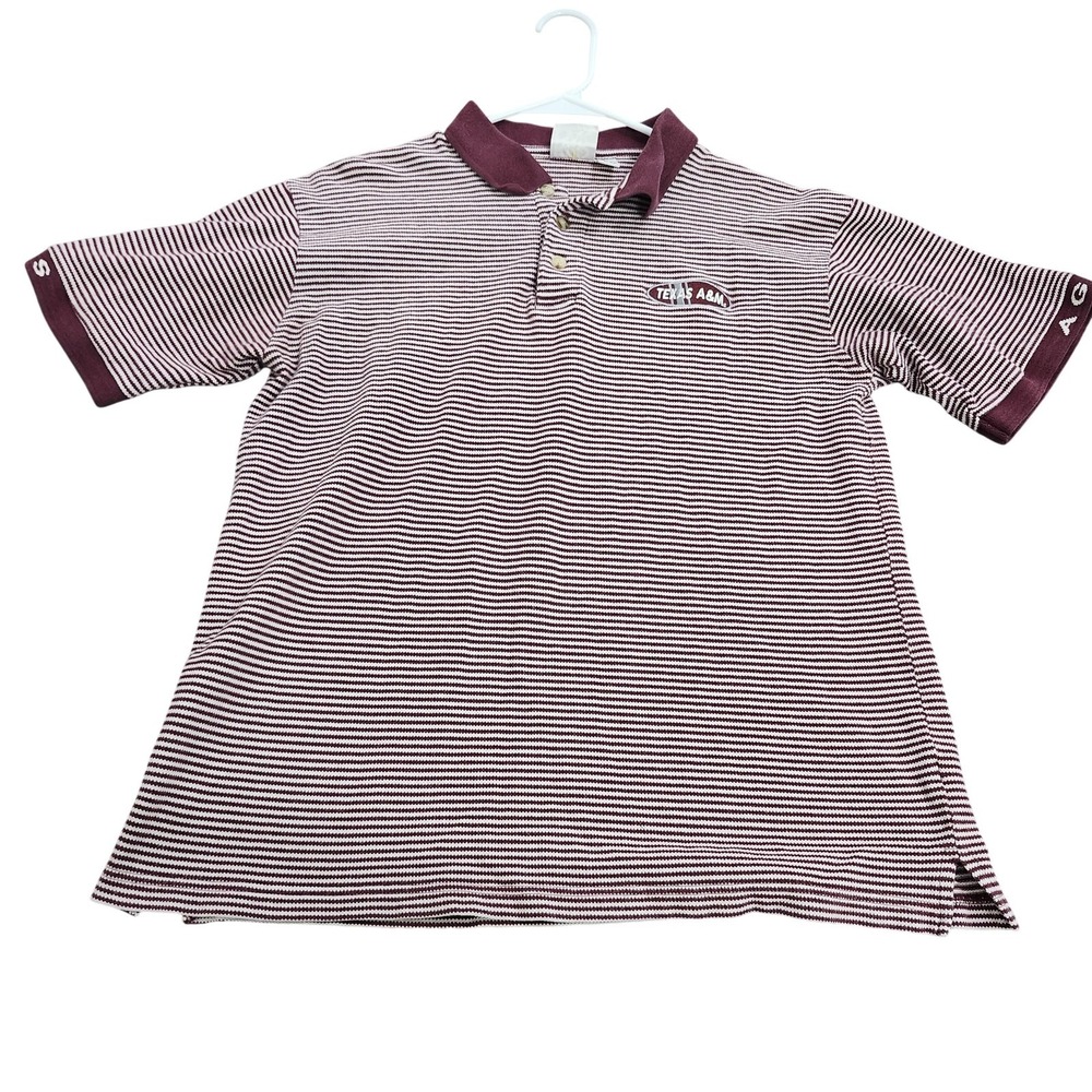 Texas A&M Aggies Polo Shirt Mens Large Red NCAA Football Red Oak Sportswear